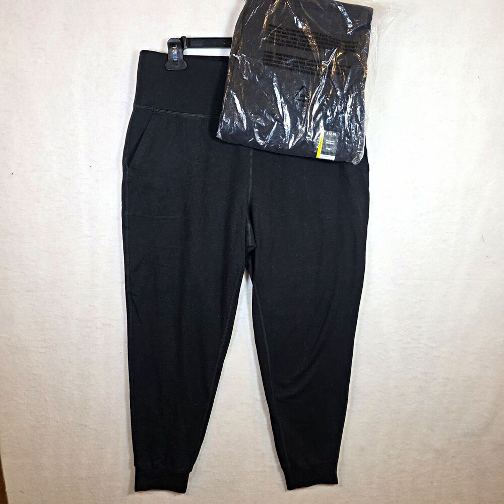 2 Athletic Works Women’s Black Jogger Pants Pull-On Moisture Wicking Pockets L